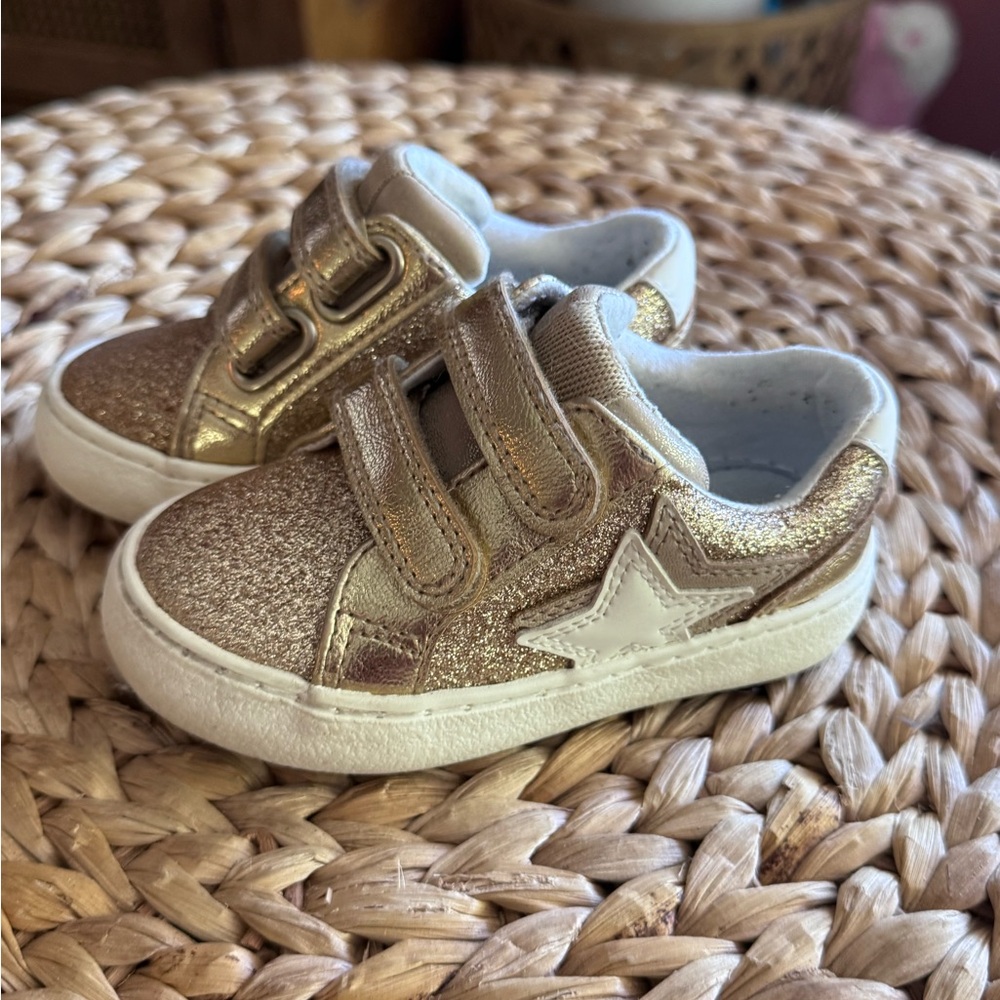 Gold Glitter and Stars Kids Sneakers